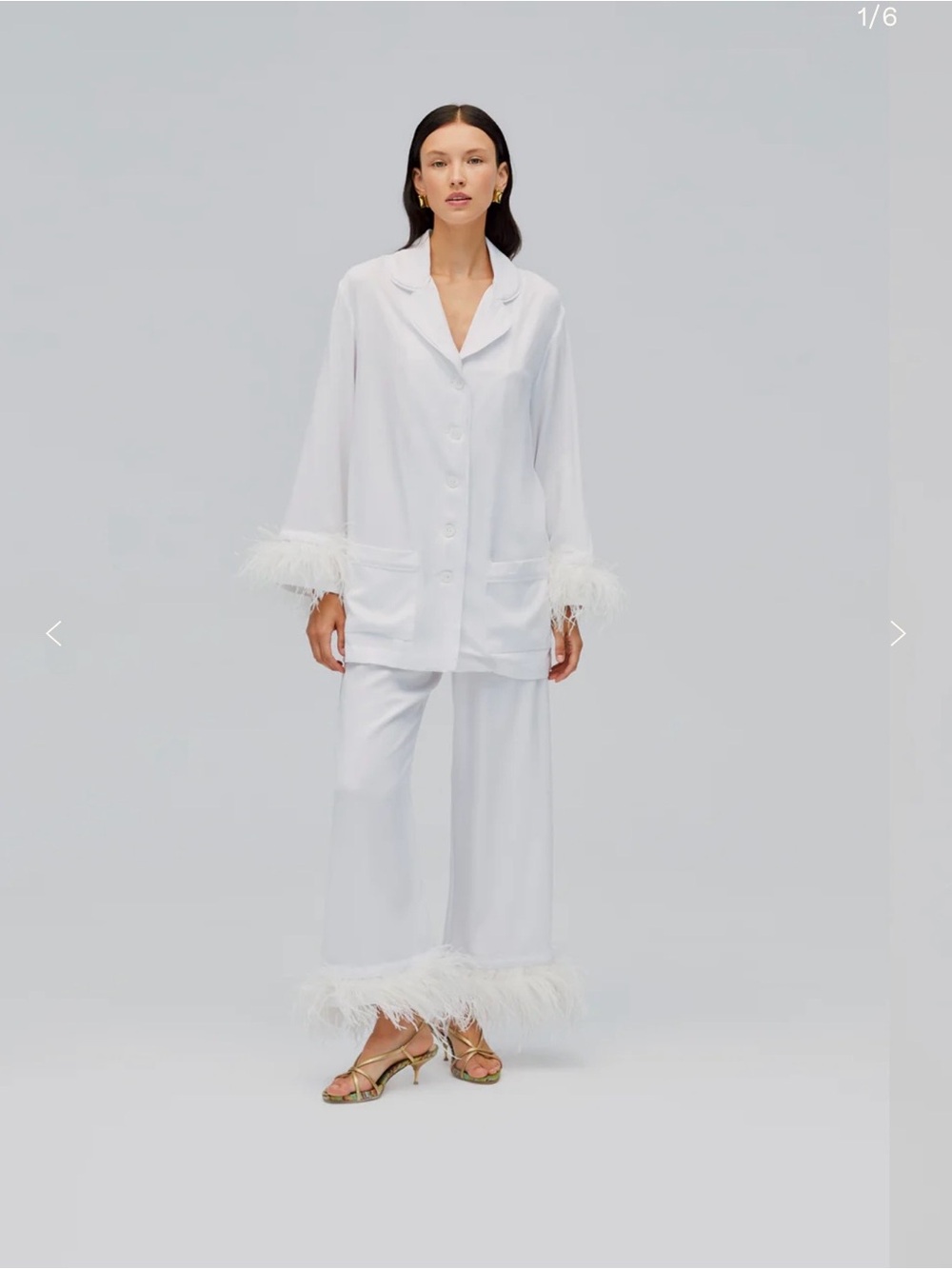 Sleeper White Feather-Trim Pajama Set
